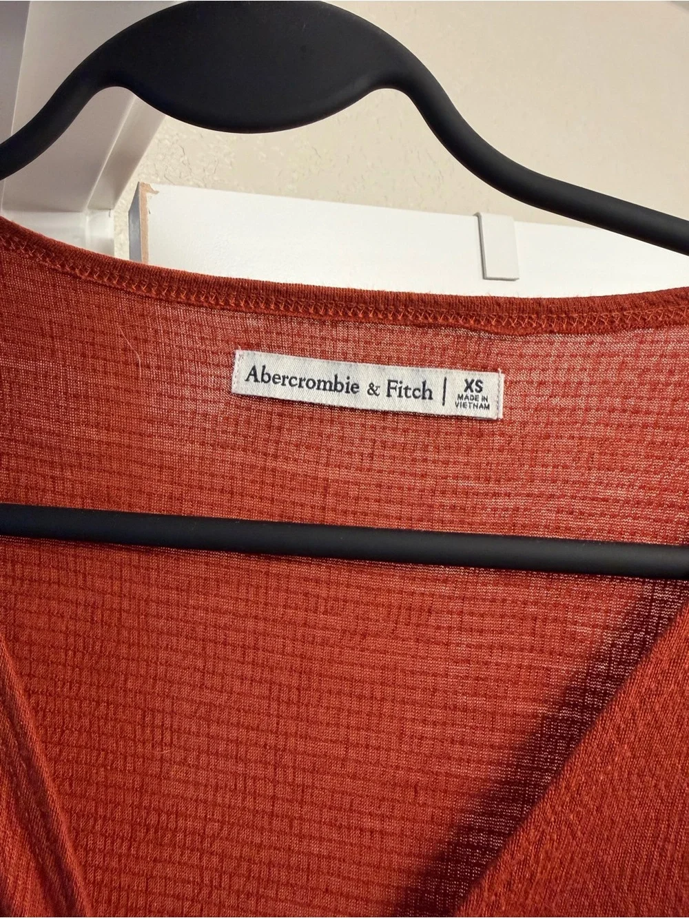 Abercrombie & Fitch Rust Tie-Front Smocked Waist Crop Top